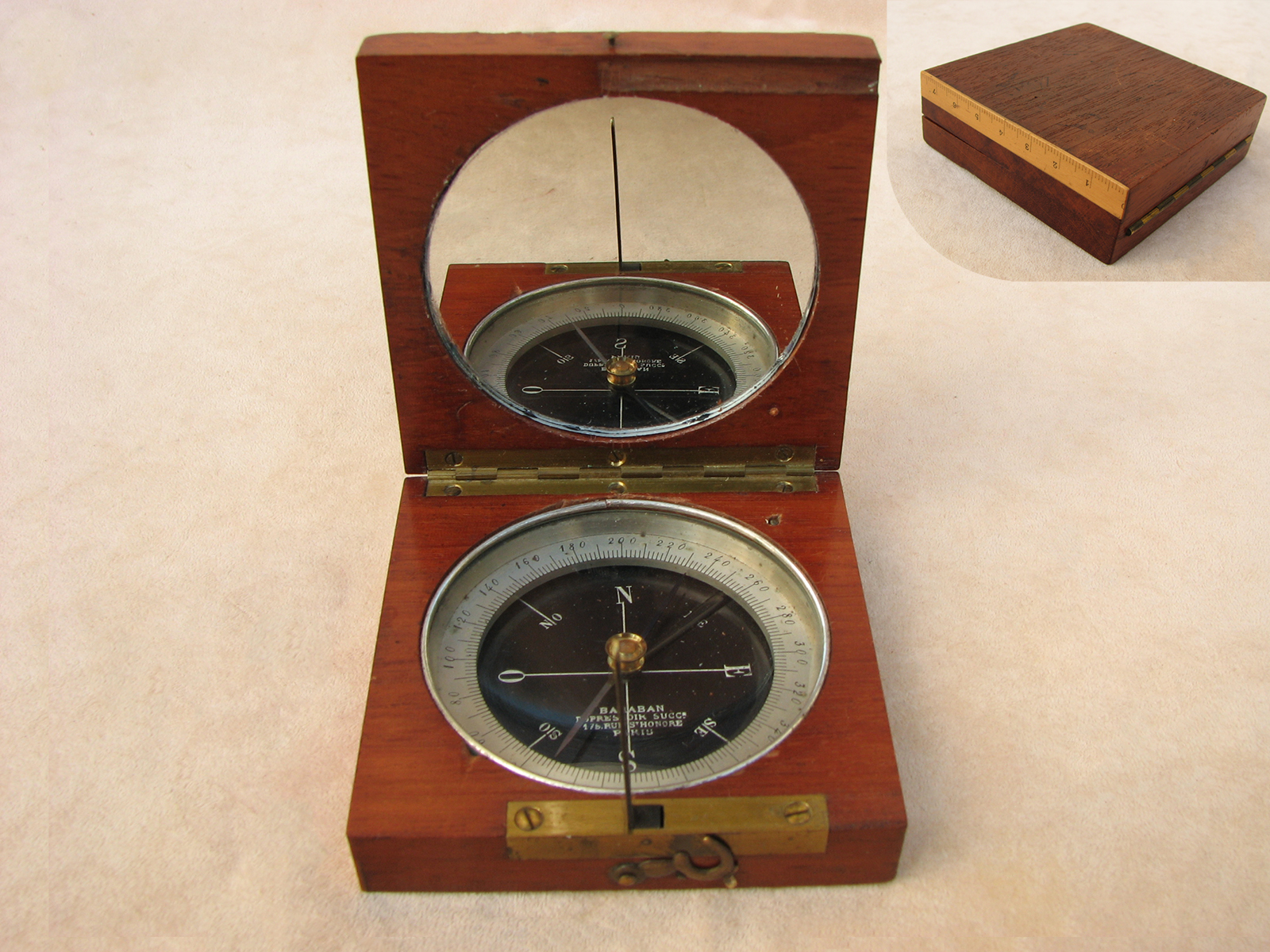 19th century French pocket compass signed BARABAN, DUPRESSOIR SUCCr, PARIS